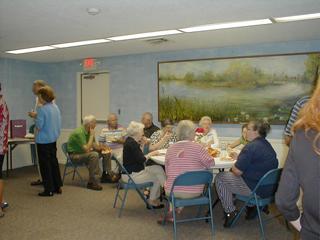 Adult patrons at a library event